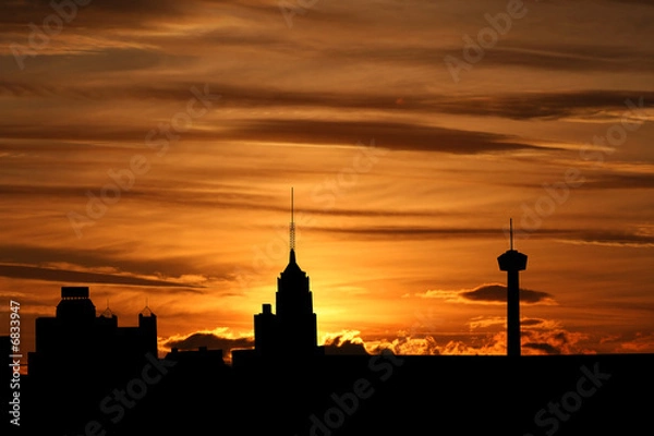 Obraz San Antonio skyline at sunset illustration