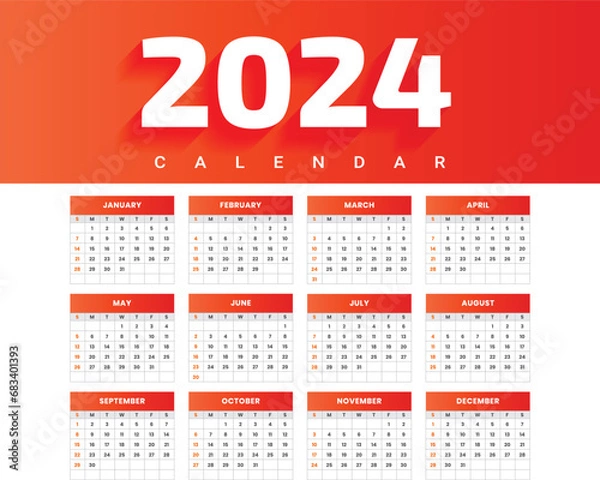 Obraz vector 2024 wall calendar template schedule events vector