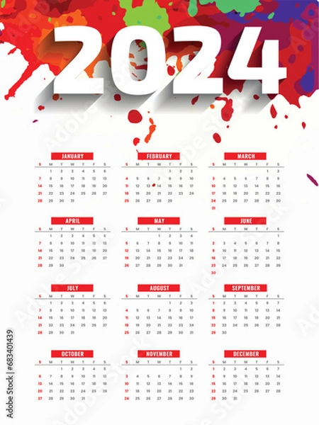 Obraz vector minimal calendar for 2024