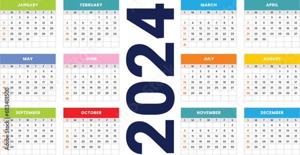 Obraz Modern 2024 calendar template editable vector