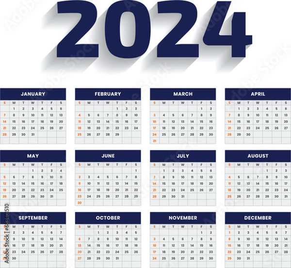Obraz Modern 2024 calendar template editable vector