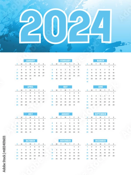 Obraz Vector Modern 2024 calendar template editable vector