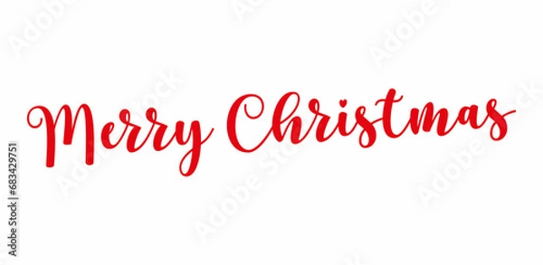 Obraz Merry christmas hand lettering calligraphy isolated on white background. Vector holiday illustration element. Merry Christmas script calligraphy