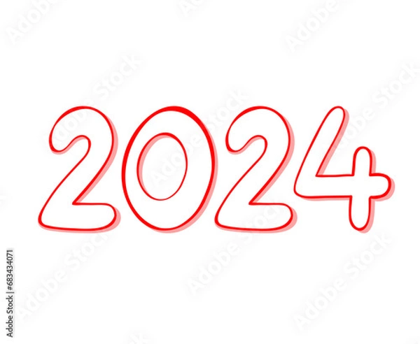 Fototapeta Happy New Year 2024 Abstract Red And White Graphic Design Vector Logo Symbol Illustration