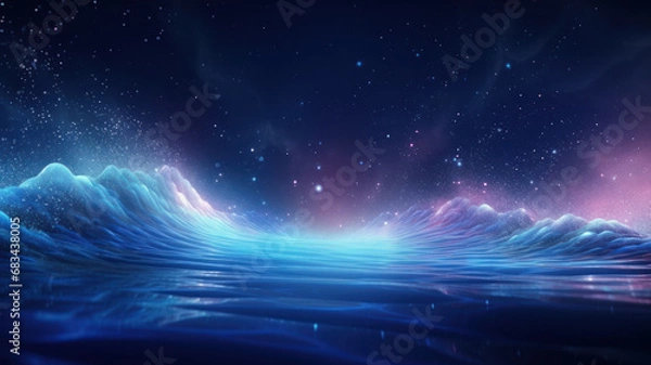 Fototapeta Blue Futuristic Data Wave Background