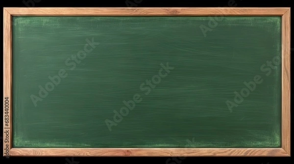 Obraz wooden frame, chalk empty green board with chalk traces background.