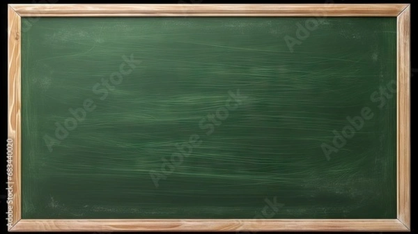 Obraz wooden frame, chalk empty green board with chalk traces background.