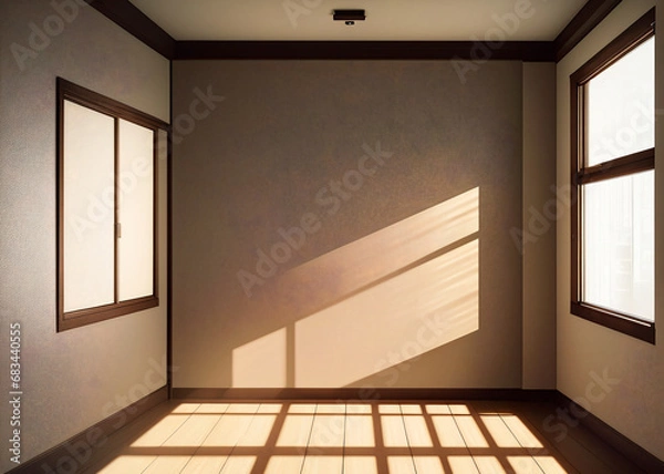 Fototapeta Empty room. window, light falls on the floor. no furniture, minimalism. 