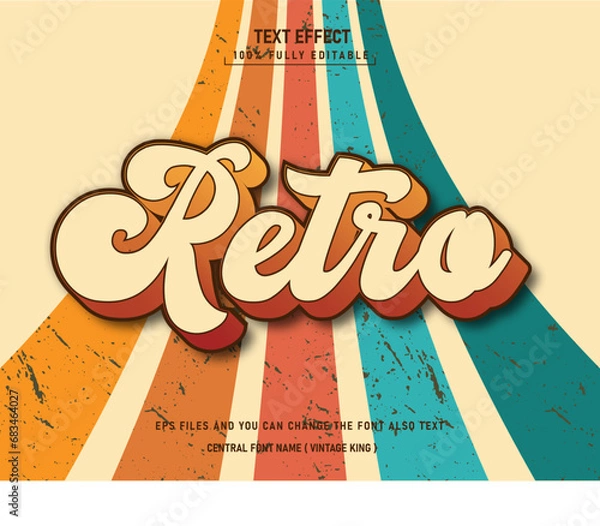Fototapeta Editable text effect retro Vintage 3d template style premium vector