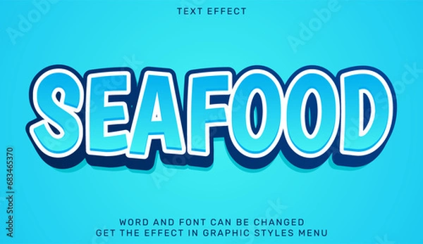 Obraz Seafood text effect template in 3d design