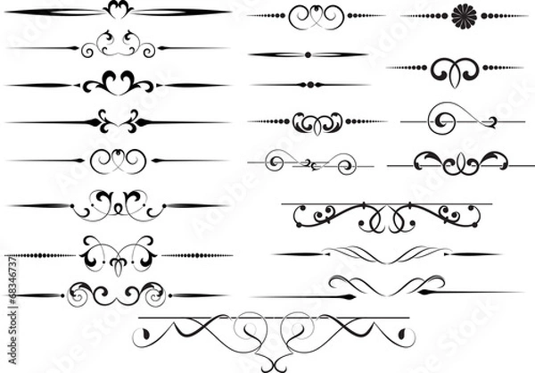 Fototapeta Set of decorative calligraphic elements for editable and design