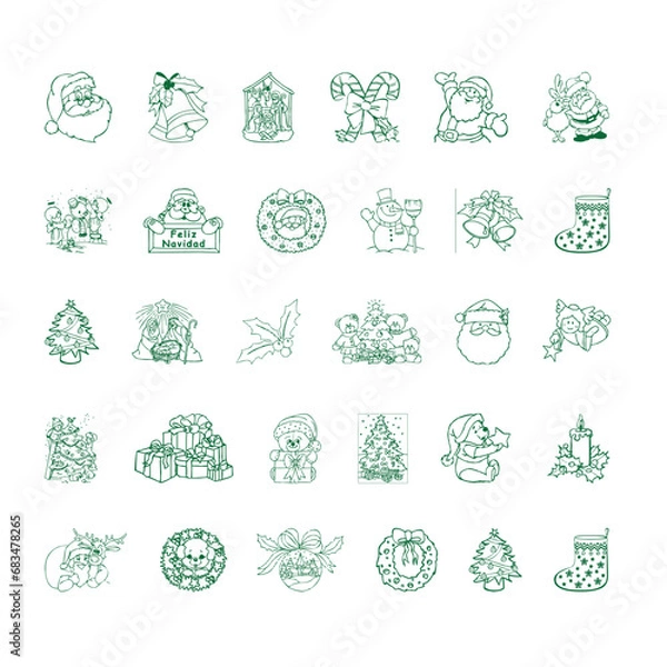 Obraz christmas vector icons new year decoration illustration of xmas christians