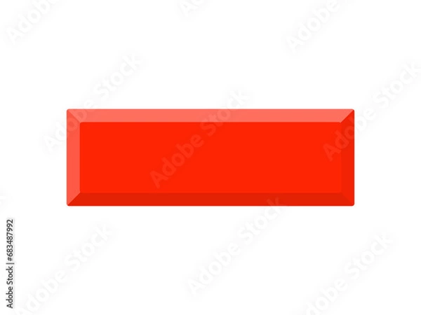 Obraz フラット立体ボタン：長方形赤