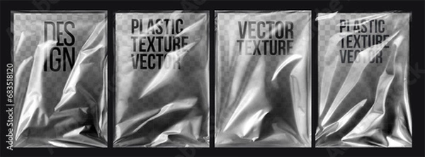Fototapeta vector illustration. texture transparent stretched film polyethylene. vector design element graphic rumpled plastic warp
