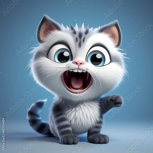 Obraz 3d rendered photo of cat made by generative AI