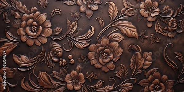 Obraz texture of leather with embossed floral patterns