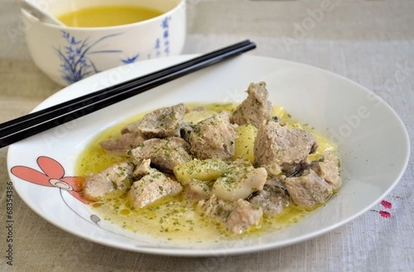 Obraz cerdo salteado con piña