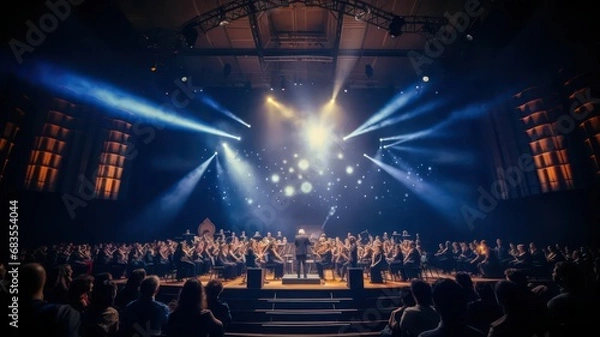 Fototapeta Big concert in a hall with choir created with Generative AI