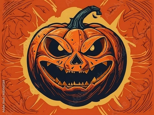 Fototapeta Halloween Pumpkin Background, Halloween Pumpkin Wallpaper, Generative Ai