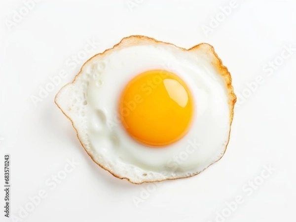 Fototapeta Stunning Close-Up: A Perfectly Fried Egg Isolated on a Pure White Background Generative AI