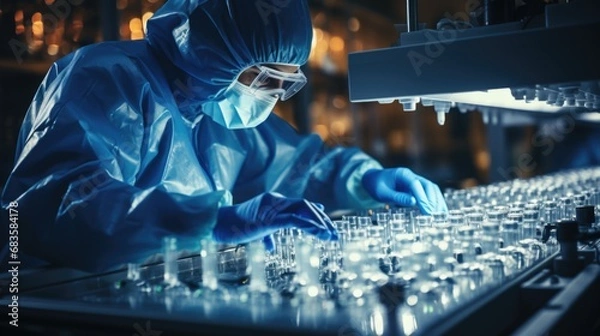 Fototapeta Professional health care researchers working in life of medical science laboratory, technology of medicine chemistry lap experiment for hospital.
