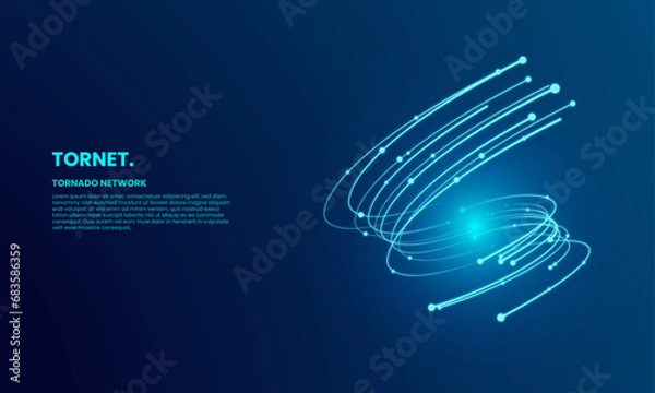 Obraz Circular technological network lines unite. with dot points of spiral abstract graphics.