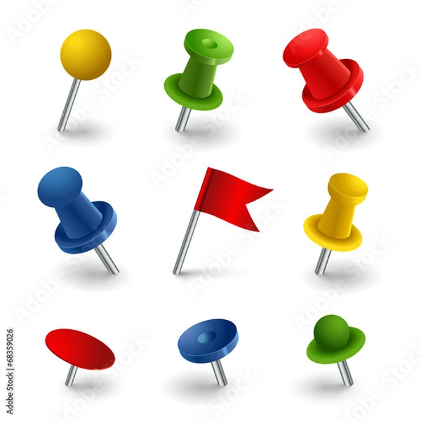 Obraz Set colored pins web elements