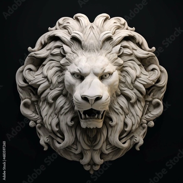 Obraz Lion face carved in marble