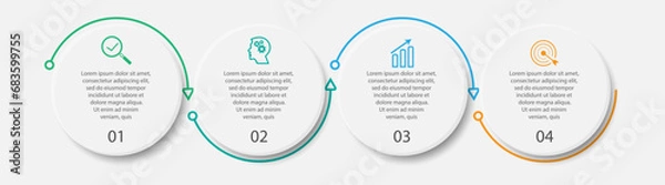 Fototapeta Vector infographic thin line circuler design label with icons Template.Inforgraphic Template. Business concept with 4 steps. suitable for your business presentation