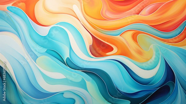 Obraz Wave Colorful Background. Generative AI