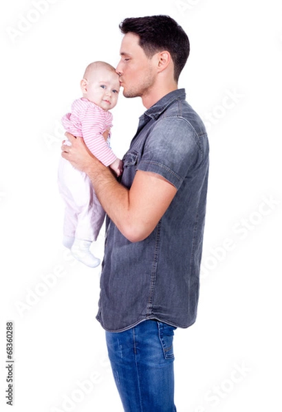Obraz Young dad with baby