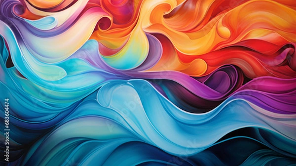 Obraz Wave Colorful Background. Generative AI