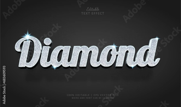 Fototapeta Diamond Text effect 3d style luxury silver grain. 