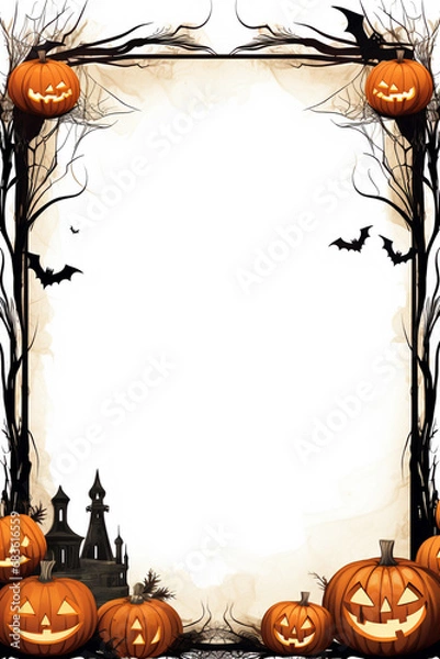 Obraz Halloween rectangular frame clipart, AI Generative.