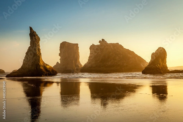 Obraz Bandon Beach Reflections at Dawn