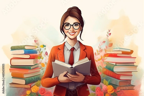 Fototapeta Teacher woman design for teacher's day concept with Generative AI.