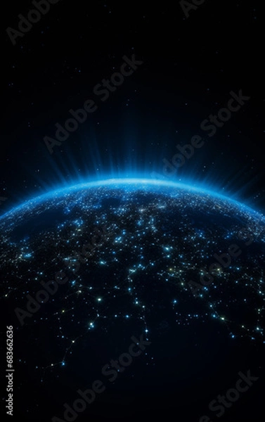 Obraz Earth and light in space,created with Generative AI tecnology.