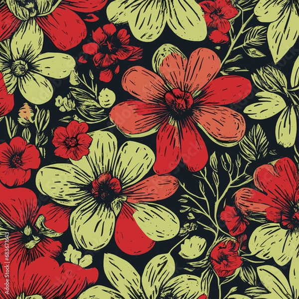 Obraz Flowers with leaves, floral compilation.