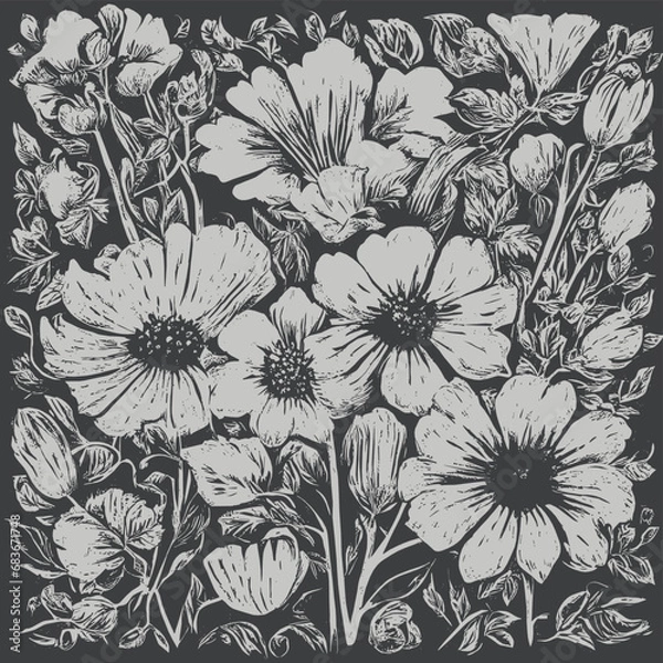 Obraz Flowers with leaves, floral compilation.