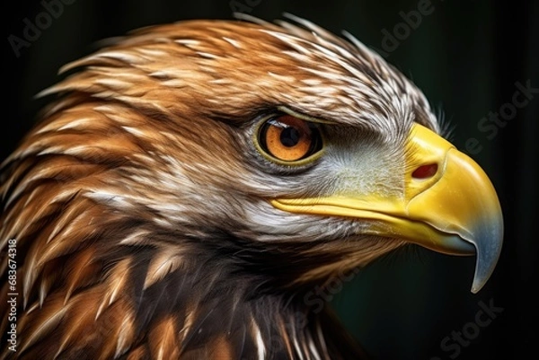 Obraz Close-up portrait of a golden eagle Aquila chrysaetos, Beautiful Eagle, Golden eagle head detail, Aquila chrysaetos, AI Generated