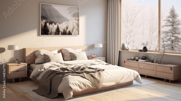 Obraz Scandinavian interior design of a modern bedroom