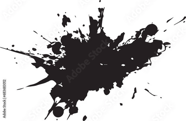 Obraz AI画像　墨飛び散り　墨素材　デザイン性