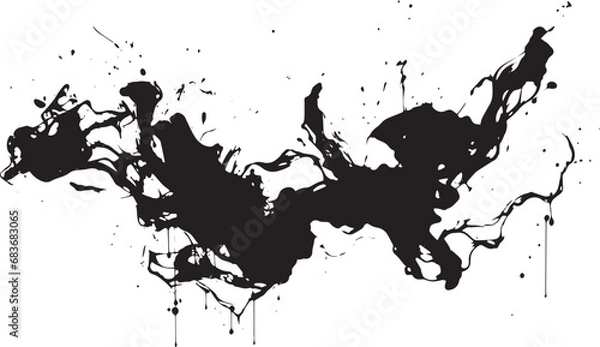 Obraz AI画像　墨飛び散り　墨素材　デザイン性