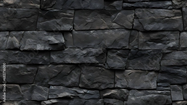 Fototapeta Seamless weathered basalt stone surface with rich dark texture