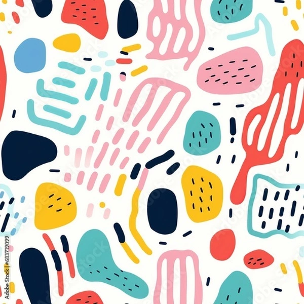 Fototapeta Vibrant Line Doodles in Fun Minimalist Style for Modern Designs

