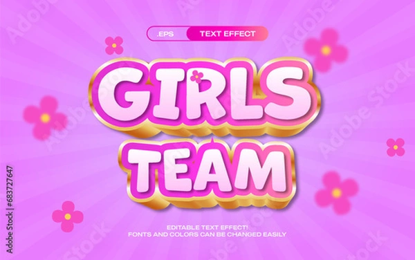 Fototapeta Girls Team Text Effect EPS format editable text template