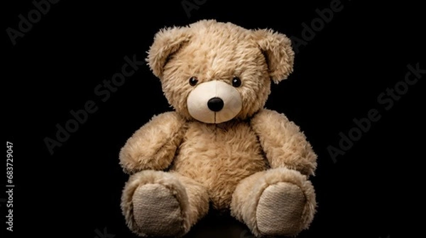 Fototapeta a stuffed bear on a black background