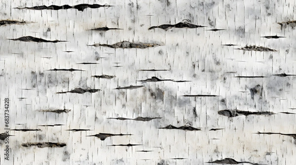 Obraz Seamless silver birch bark texture with white and black markings