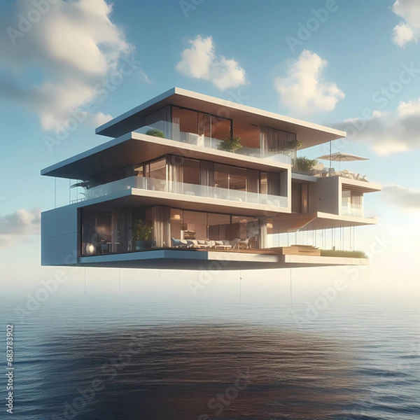 Fototapeta building over ocean