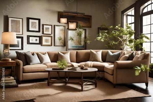 Fototapeta Capture the essence of a Bridgewater Sofa in a cozy, well-lit corner. 